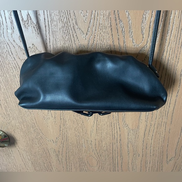 Expressions NYC Vegan Leather Black Crossbody Puff Clutch Purse with Chain - Picture 5 of 10